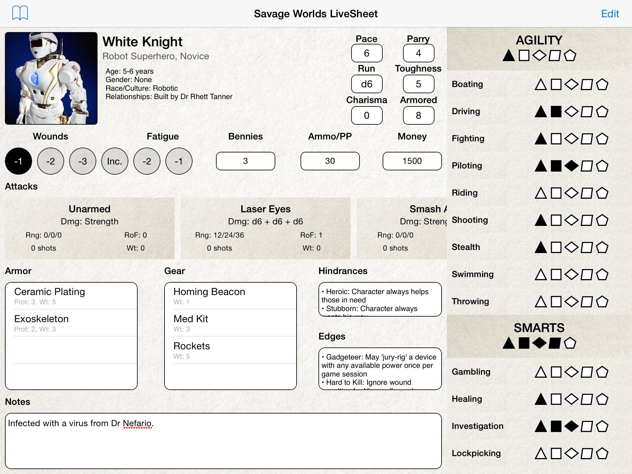 Savage Worlds LiveSheet screenshot 4