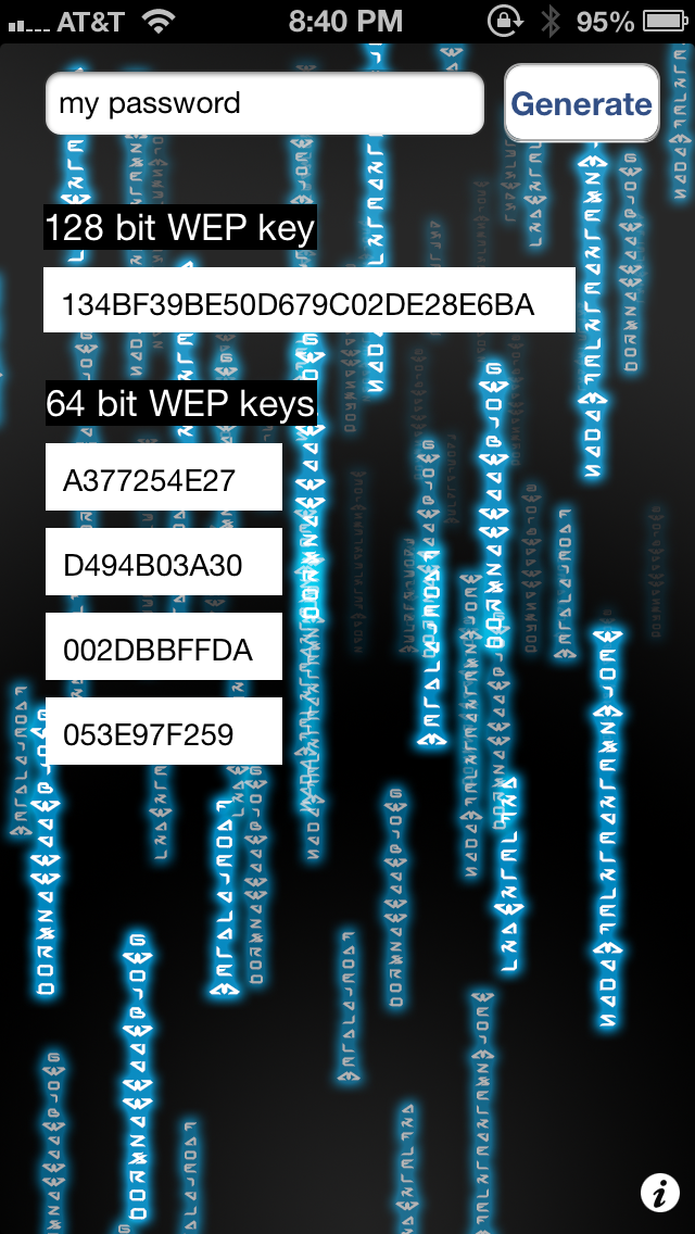 WEP Password Generator for WiFi Passwords Screenshot 1