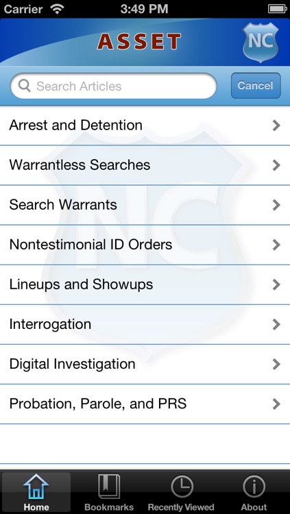 ASSET: Arrest, Search, and Seizure Electronic Tool