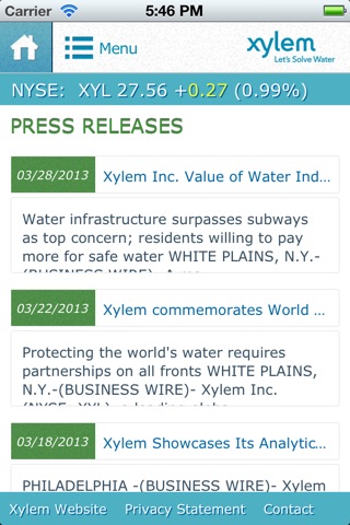 Xylem Investor Relations screenshot 4