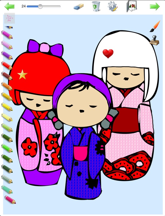 Coloring book for little girls - coloring pages with classic dolls