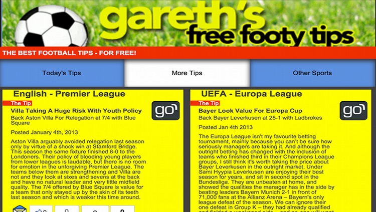 Gareth's Football Tips