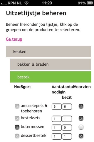 Uitzetlijstje.nl screenshot 3