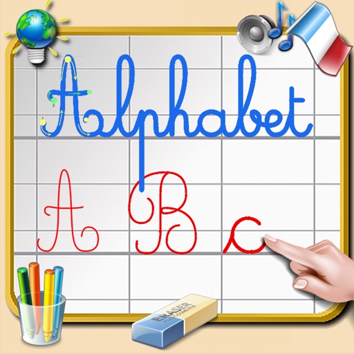 Write the letters of the cursive alphabet for iPhone and iPod - Uppercase and lowercase - sounds of letters in French icon