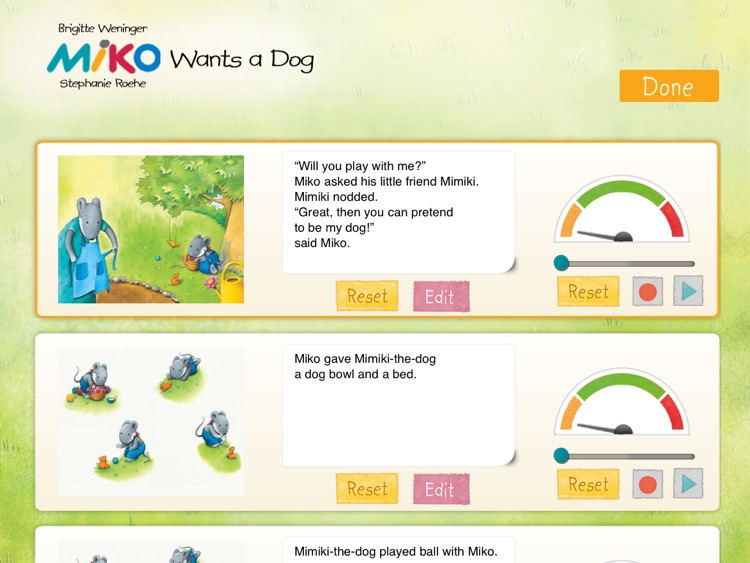 Miko Wants a Dog: An interactive kids bedtime story book about a mouse wanting a pet to play with and how he gets one by helping his neighbor, by Brigitte Weninger illustrated by Stephanie Roehe (iPad “Lite” version; by Auryn Apps)