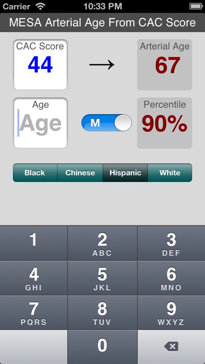 Coronary Calcium Arterial Age Calculator