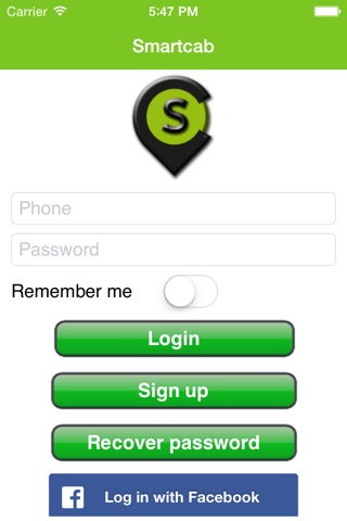SmartCAB App screenshot 2