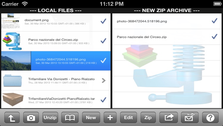 unzip + zip & send