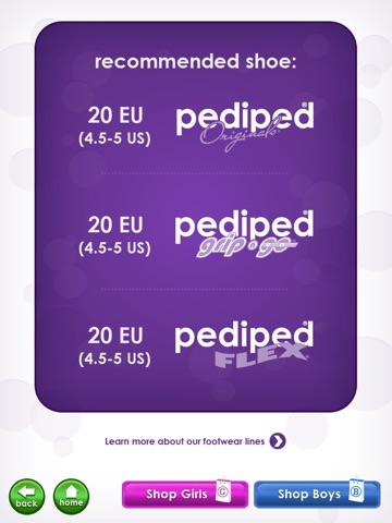 pediped Sizing Guide screenshot 3