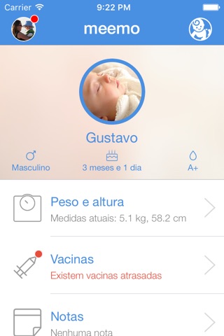 Meemo - histórico de saúde infantil screenshot 2