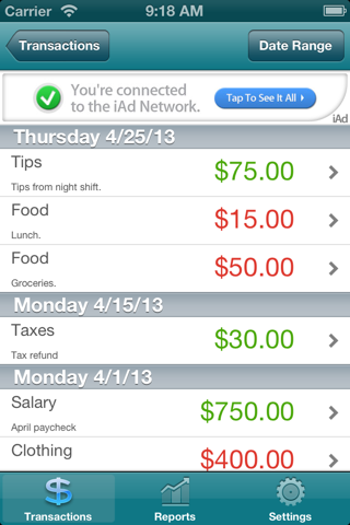 Walleterrific - Personal Income and Expenses Finance Transaction Tracking screenshot 3