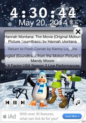 Frozen Penguin and Elf Nightlight Music Player screenshot 2