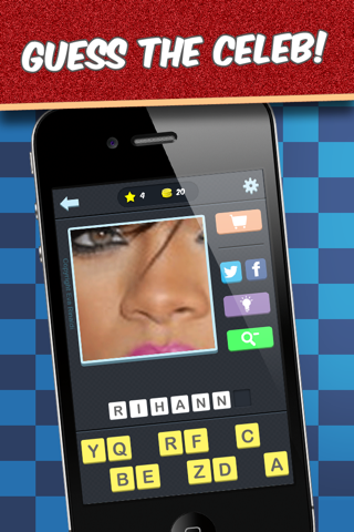 Zoomed in Celebrities Quiz - The best free word game to guess famous movie and tv celebrity photos screenshot 2