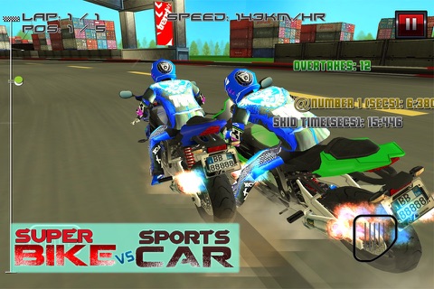 Super Bike Vs Sports Car - 3D Racing Game screenshot 2