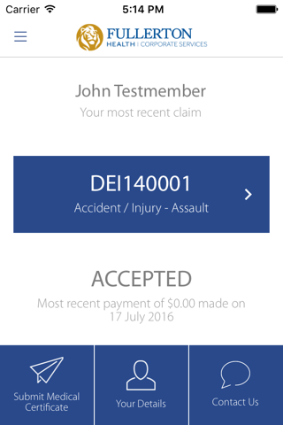 Fullerton Health Claims App screenshot 2