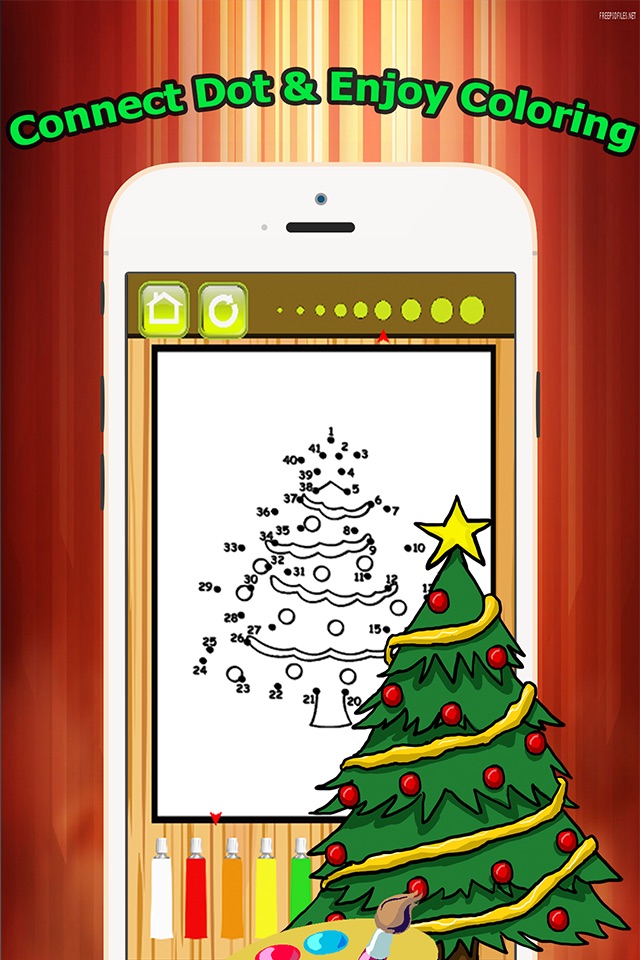 Brain dots Christmas & Santa claus Coloring Book - connect dot coloring pages games free for kids and toddlers any age screenshot 2