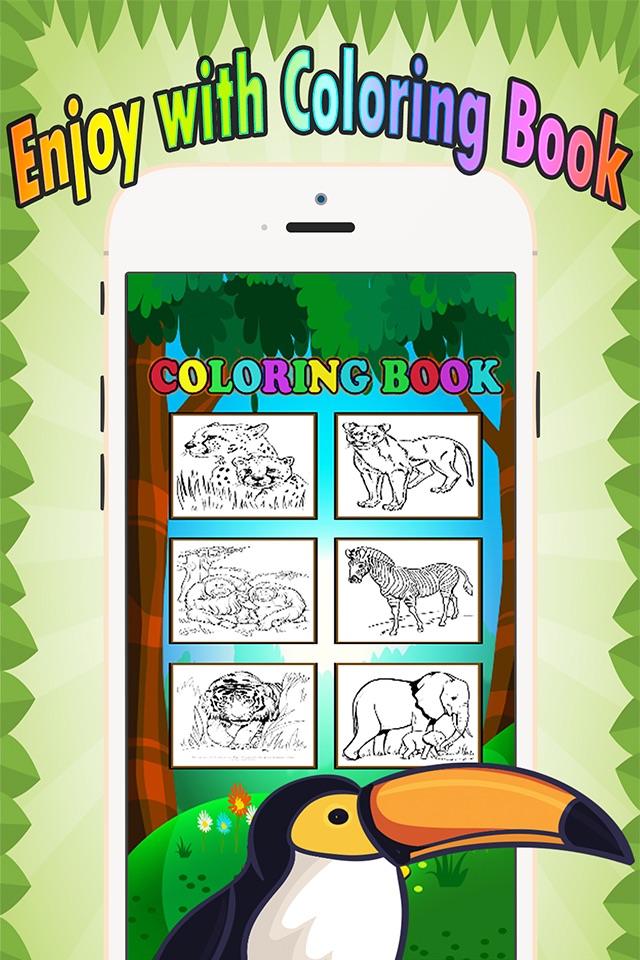 Wild animals Coloring Book: These cute zoo animal coloring pages provide learning skill games free for children and toddler any age screenshot 3