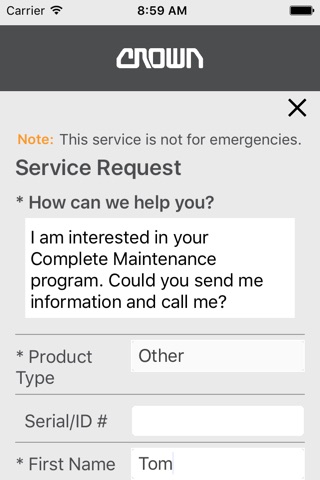 Crown Service Request screenshot 3