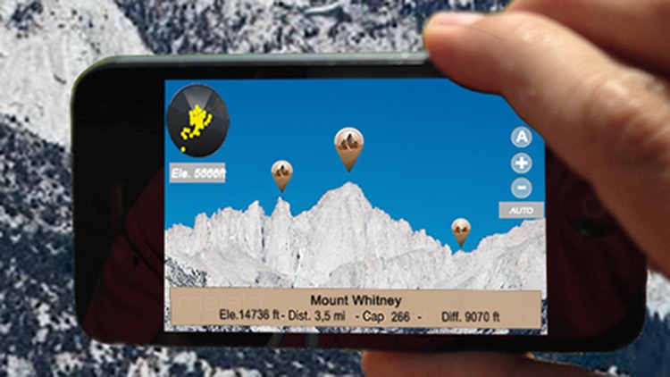 US Mountains, peaks and hills in augmented reality