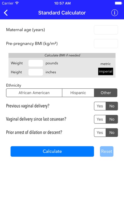 VBAC Calculator - Predict success rates for vaginal birth after cesarean