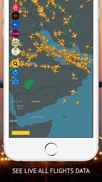 Arab Radar : Emirates, Air Arabia, Qatar, Etihad, Saudi, Royal Jordanian, Kuwait  Airways Live Flight Radar & Status