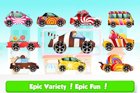 Chocolate Candy Car Racing - Kids Xtreme 4wd Rally on Hillbilly Candy Land Factory screenshot 3