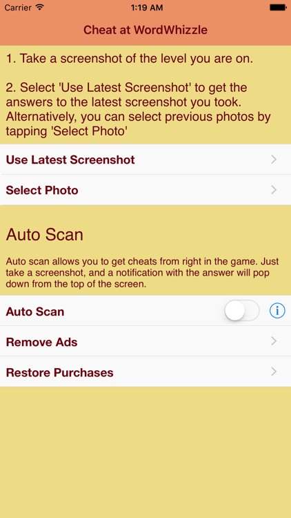 Cheat at WordWhizzle! Screenshot your game - get the answer. Features Auto Scan