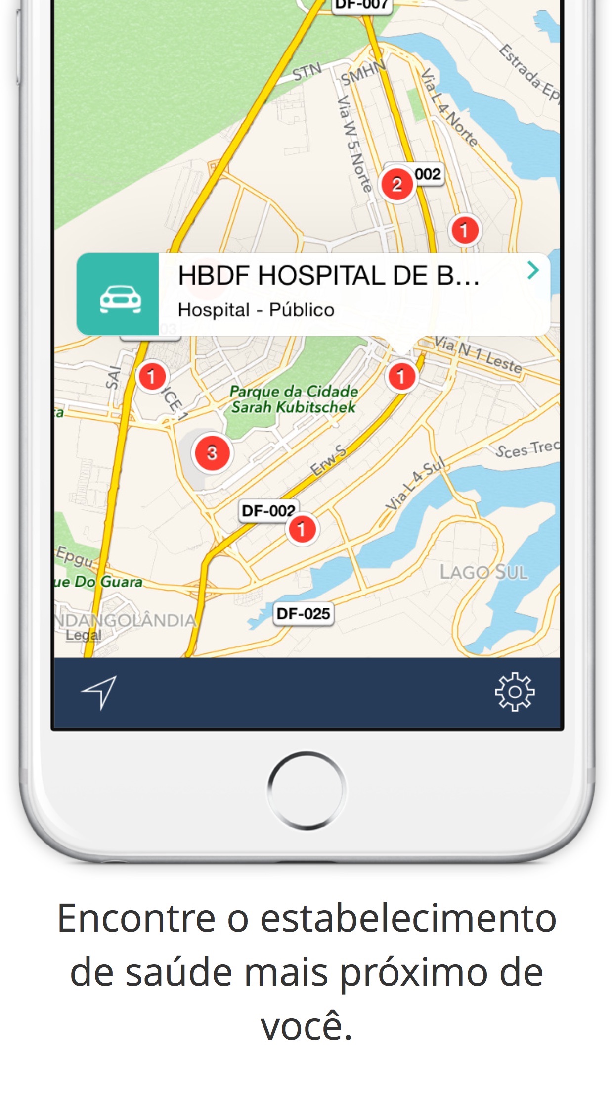 Screenshot do app Mapa da Saúde
