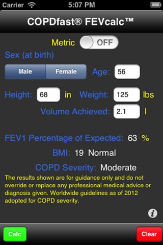 COPDfast® FEVcalc screenshot 3