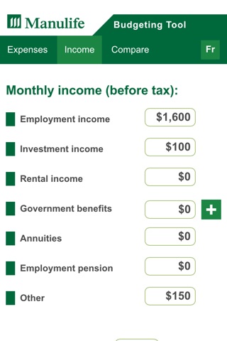 Manulife Budgeting Tool App screenshot 2