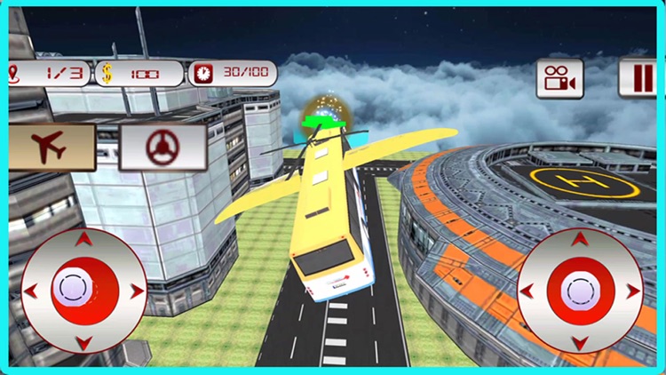 Flying School Bus Simulator - Extreme Stunt Bus Airplane Flight Pilot screenshot-3