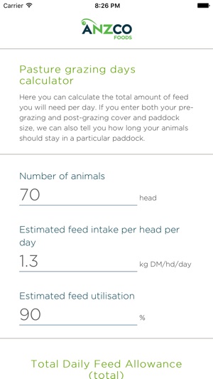 Anzco Sheep Intake Calculator(圖3)-速報App