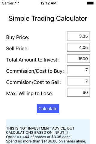 Simple Trading Calculator - Stocks screenshot 2