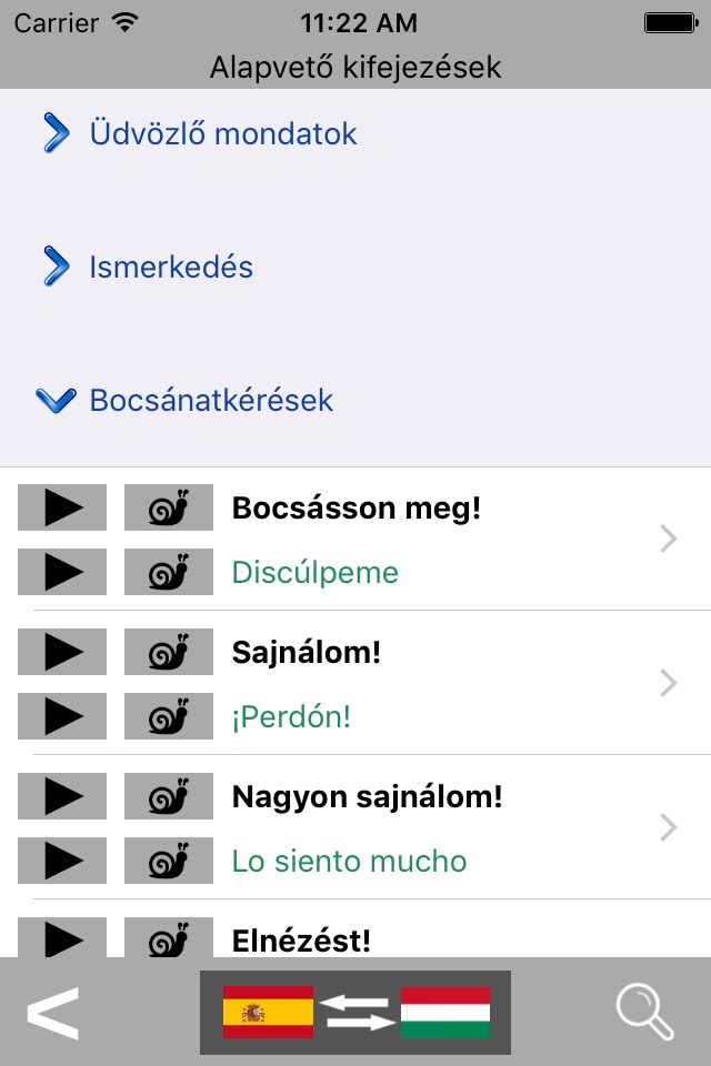 Magyar / Spanyol kifejezéstár - Spanish / Hungarian phrasebook - Multiphrasebook screenshot 2