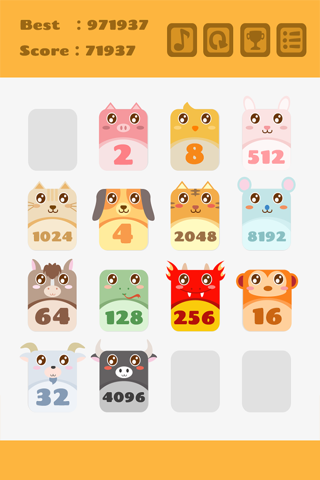 2048 Animals : Puzzle join numbers game for free screenshot 3