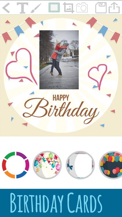 Create birthday cards - edit and design postcards