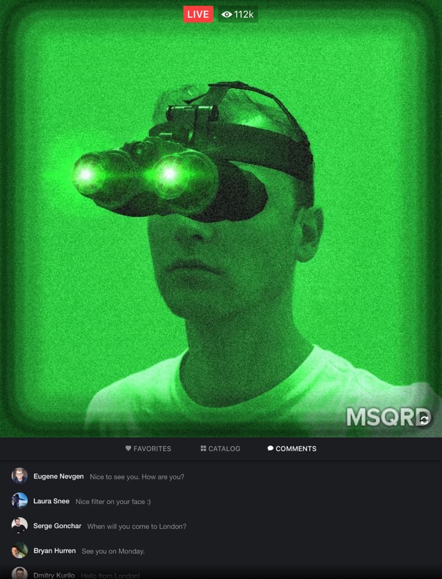 ‎MSQRD — Filtres en temps réel sur les selfies vidé Capture d'écran