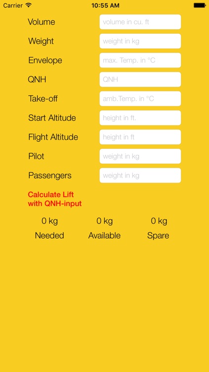 Lift Calculator for Hot Air Balloons