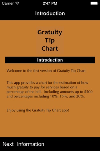 Gratuity Tip Chart screenshot 2