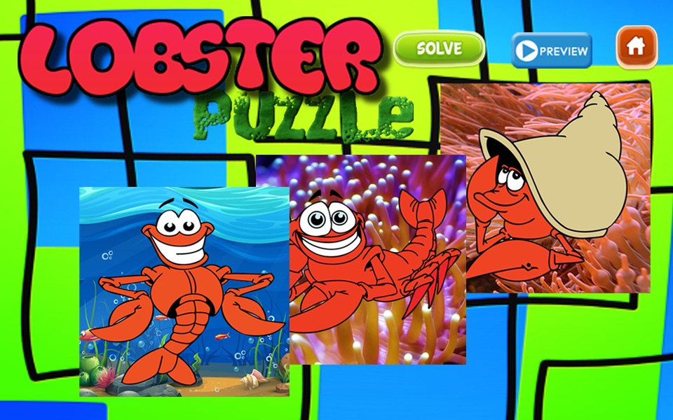 Lobster Sea Animals Jigsaw Puzzle Preschool and Kindergarten Learning Games ( 2,3,4,5 and 6 Years Old ) screenshot 2
