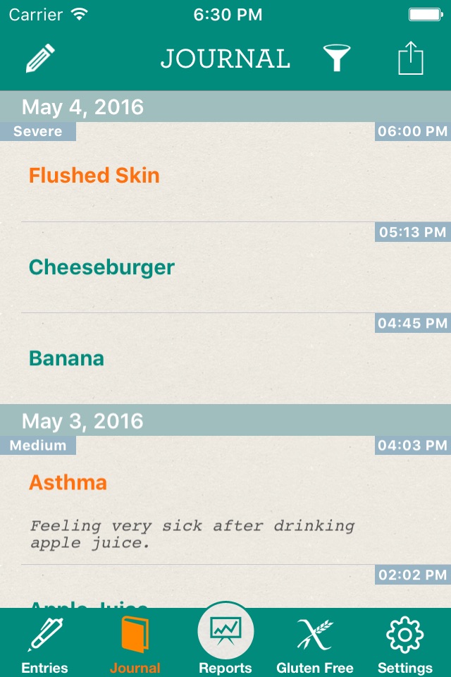 Allergy Journal screenshot 2