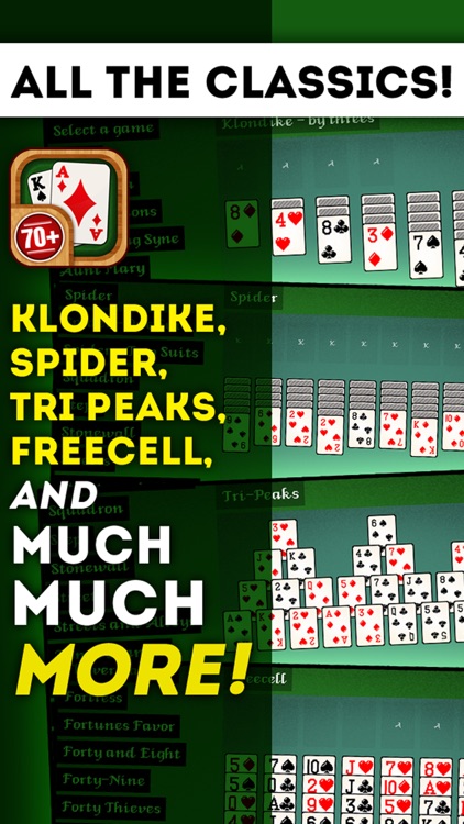 Solitaire 70+ Card Games in 1 Premium Version : Tripeaks, Klondike, Hearts, Pyramid, Plus More!