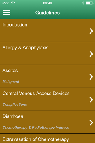 Wessex Acute Oncology Guidelines screenshot 2