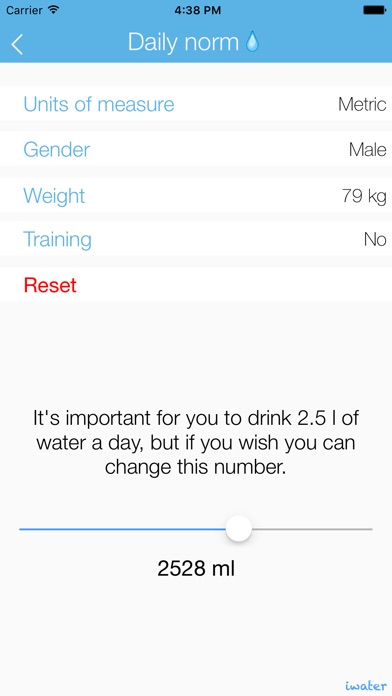 iwater LITE | あなたの体のバランスのための水分補給を毎日追跡および飲料水のリマインダーのスクリーンショット3 iwater LITE | あなたの体のバランスのための水分補給を毎日追跡および飲料水のリマインダーのスクリーンショット3