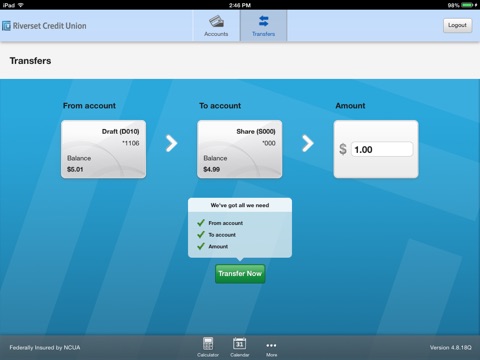 Riverset Credit Union for iPad screenshot 4