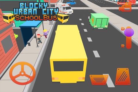 Blocky Urban City School Bus 3D screenshot 4