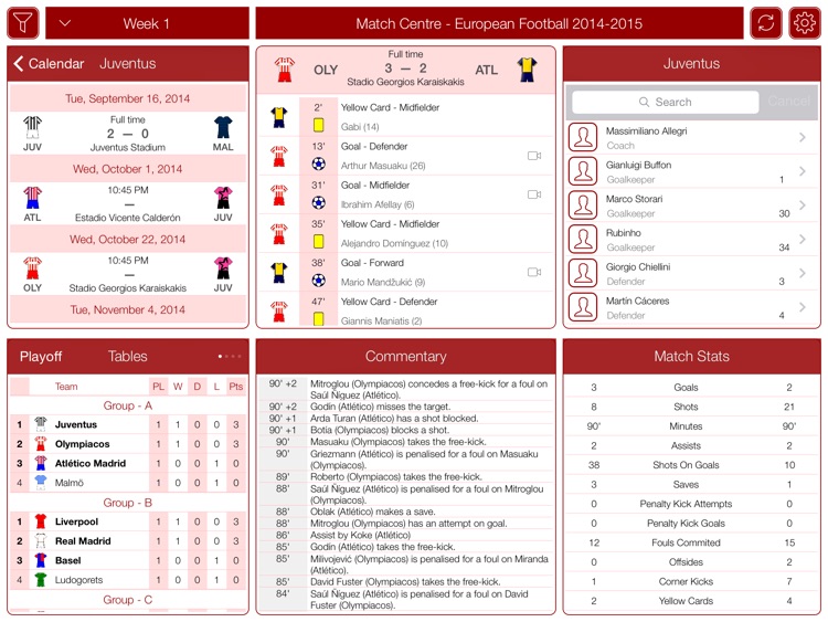 European Football 2014-2015 - Match Centre