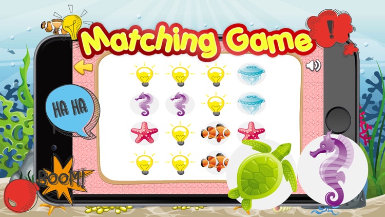 Find the Pair Sea Animals Free Matching Kids Games screenshot-3