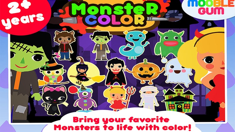 Monster Coloring Book - painting activity for children - learn how to paint funny halloween creature