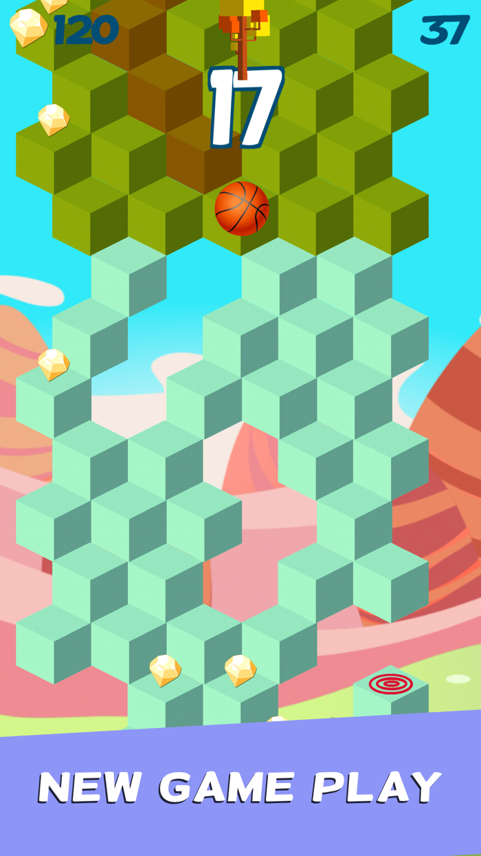 Cube Skip Ball Games - Reach up high in the sky play this endless blocks stacking free